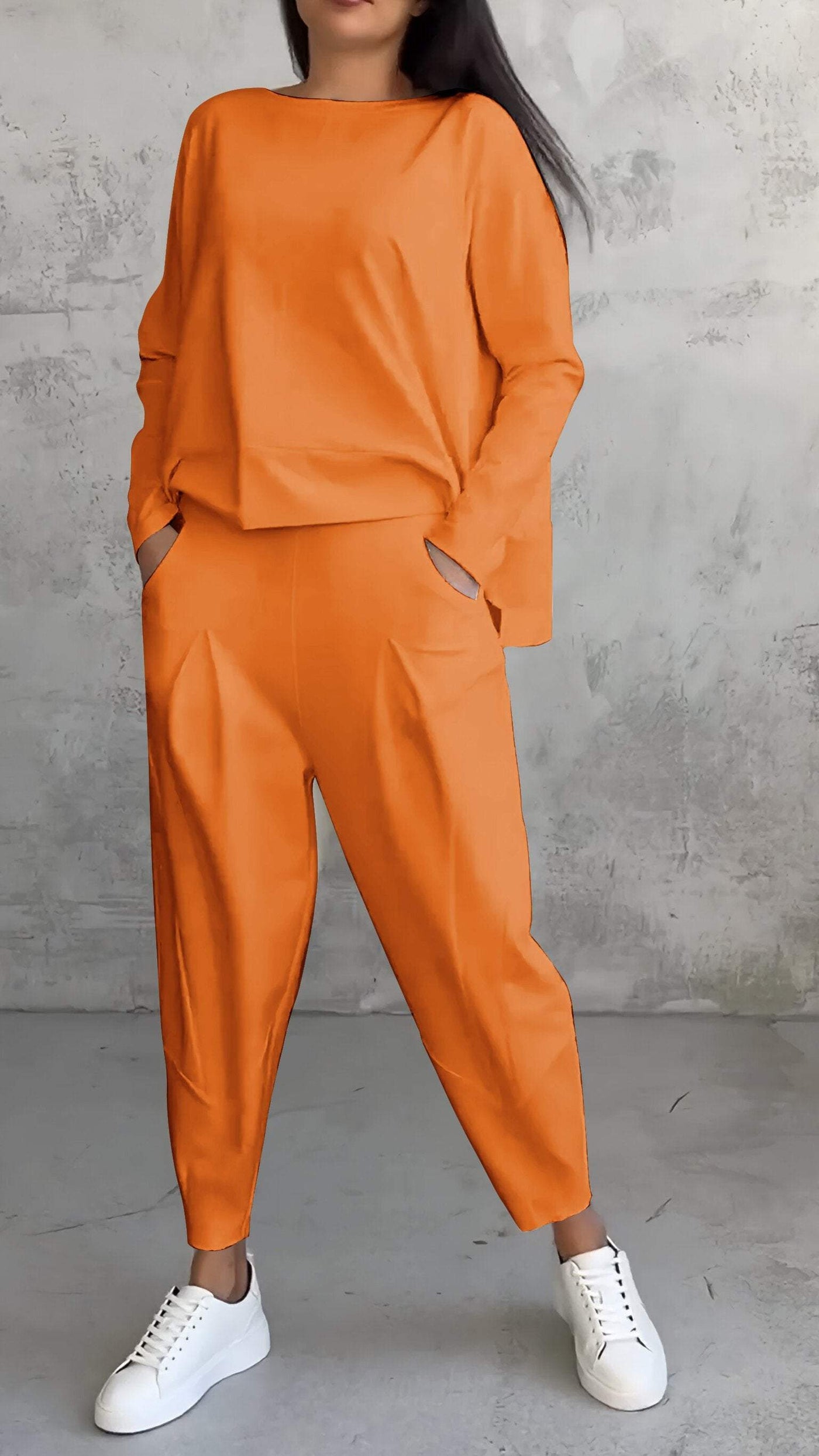 Jordyn™ - Kragen mit Rundhalsausschnitt langärmliges lässiges Set