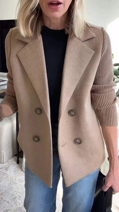 CLAIRE | Langer Cardigan mit Patchwork-Ärmeln